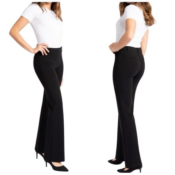 Betabrand Premium Dress pants Yoga Pull On Flare Bootcut Wide Leg Black XLP - Picture 1 of 12